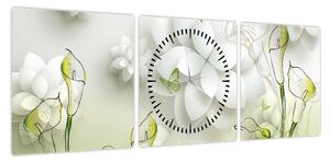 Obraz z kwiatami (z zegarem) (90x30 cm)