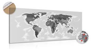 Obraz na korku piękna mapa w wersji czarno-białej