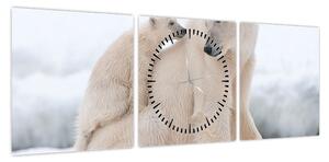 Obraz - Niedźwiedzie polarne (z zegarem) (90x30 cm)