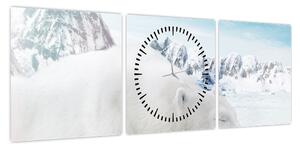 Obraz - Niedźwiedź polarny (z zegarem) (90x30 cm)