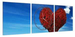 Obraz - Serce z drzewa (z zegarem) (90x30 cm)