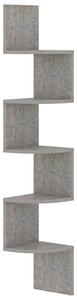 Narożna półka ścienna, szarość betonu, 19x19x123 cm, płyta