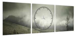 Obraz krajobrazu przed burzą (z zegarem) (90x30 cm)