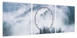 Obraz - Drzewa we mgle (z zegarem) (90x30 cm)