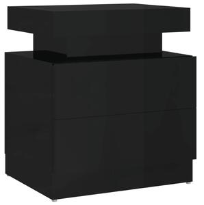 Szafka nocna, czarna, wysoki połysk, 45x35x52 cm, płyta wiórowa