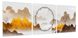 Obraz - Góry we mgle (z zegarem) (90x30 cm)