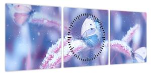 Obraz - Motyle zimą (z zegarem) (90x30 cm)