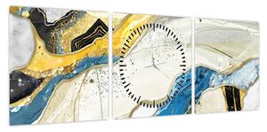 Obraz - Kolorowy marmur (z zegarem) (90x30 cm)