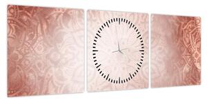 Obraz - Różowa mandala (z zegarem) (90x30 cm)