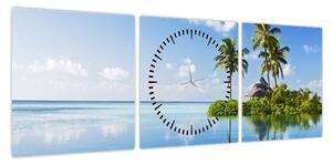 Obraz - Tropikalna wyspa (z zegarem) (90x30 cm)