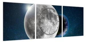Obraz - Ziemia w zaćmieniu Księżyca (z zegarem) (90x30 cm)