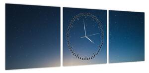 Obraz - Nocne niebo nad drogą (z zegarem) (90x30 cm)