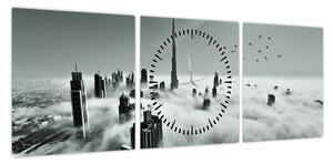 Obraz - Wieżowce w Dubaju (z zegarem) (90x30 cm)