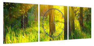 Obraz - Wiosenne przebudzenie lasu (z zegarem) (90x30 cm)