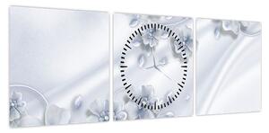 Obraz - kwiatowy wzór (z zegarem) (90x30 cm)
