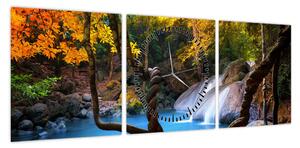 Obraz - Wodospady w Azji (z zegarem) (90x30 cm)