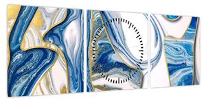 Obraz - Fale z marmuru (z zegarem) (90x30 cm)