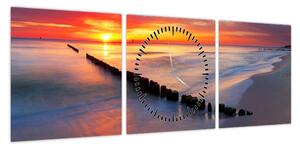 Obraz - Sunset, Baltic Sea, Poland (z zegarem) (90x30 cm)