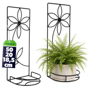 Kwietnik stojący metalowy 50 x 20 cm, czarny stokrotka