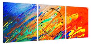 Obraz - Kolorowa abstrakcja (z zegarem) (90x30 cm)