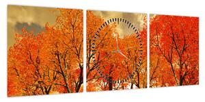 Obraz - Jesień (z zegarem) (90x30 cm)