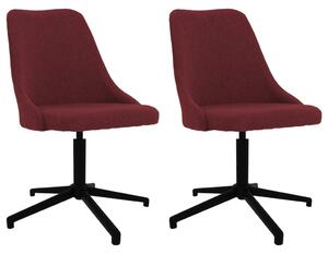 Obrotowe krzesła stołowe, 2 szt., winna czerwień, obite tkaniną