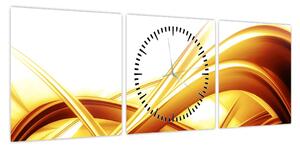 Obraz - Żółta abstrakcja (z zegarem) (90x30 cm)