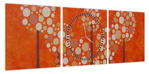 Obraz - Pomarańczowy las (z zegarem) (90x30 cm)