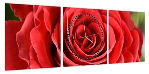 Obraz kwiatu róży (z zegarem) (90x30 cm)