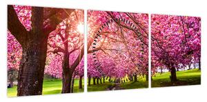 Obraz kwitnących czereśni, Hurd Park, Dover, New Jersey (z zegarem) (90x30 cm)