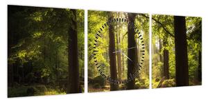 Obraz sennego lasu (z zegarem) (90x30 cm)
