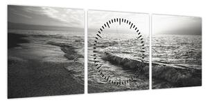 Obraz - Na brzegu morza (z zegarem) (90x30 cm)