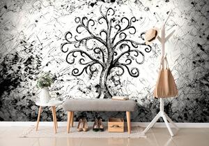 Tapeta czarno-biały symbol drzewa życia