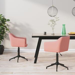 Obrotowe krzesła stołowe, 2 szt., różowe, obite aksamitem