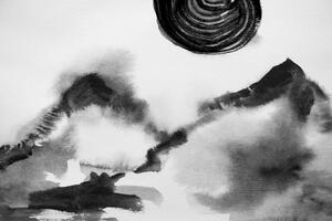Tapeta czarno-białe malarstwo japońskie