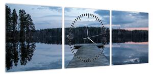 Obraz - Molo nad jeziorem (z zegarem) (90x30 cm)