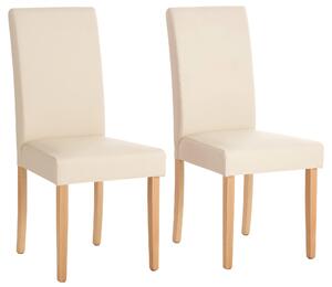 Stylowe krzesła tapicerowane sztuczna skórą, beżowe 2 sztuki