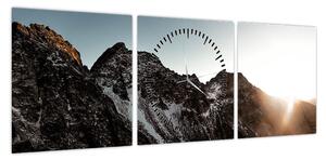 Obraz skalistego pasma górskiego (z zegarem) (90x30 cm)