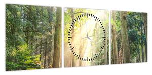 Obraz ścieżki w lesie (z zegarem) (90x30 cm)