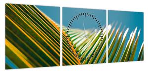 Obraz - Detal liścia palmowego (z zegarem) (90x30 cm)
