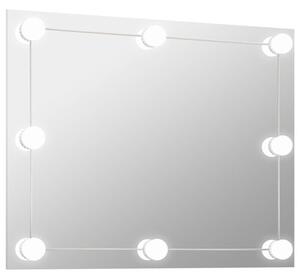Lustro Åcienne z lampkami LED, bez ramy, prostokÄ tne, szklane