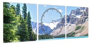 Obraz alpejskiego jeziora (z zegarem) (90x30 cm)