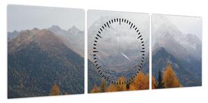Obraz - Widok na grzbiety górskie (z zegarem) (90x30 cm)