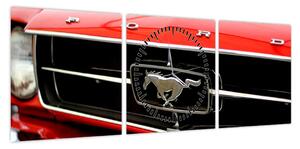 Obraz - Szczegół czerwonego samochodu (z zegarem) (90x30 cm)