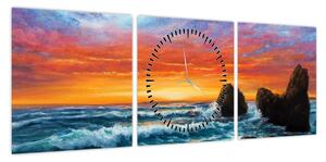 Obraz - Zachód słońca (z zegarem) (90x30 cm)