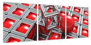 Obraz - 3D metaliczna abstrakcja (z zegarem) (90x30 cm)