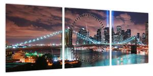 Obraz - Nowy Jork, Manhattan (z zegarem) (90x30 cm)