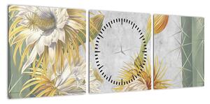Obraz - Kwitnące kaktusy (z zegarem) (90x30 cm)