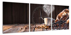 Obraz - Czas na kawę (z zegarem) (90x30 cm)
