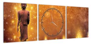 Obraz - Budda w złotym blasku (z zegarem) (90x30 cm)